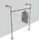 RackBuddy Silver rack for clothes with adjustable height aus verzinkten Rohren mit grauem Hemd an der Kleiderstange