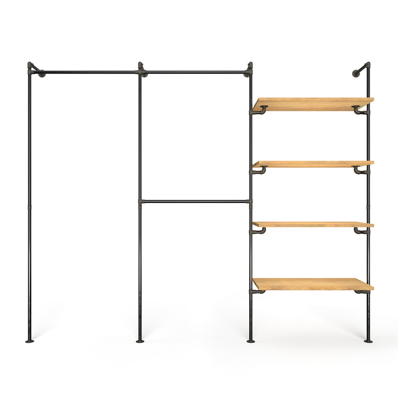 Original Walk-In 3 rijen garderobesysteem - (1 roede / 2 roedes / 4 legplanken)