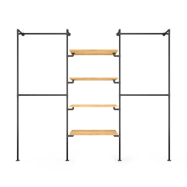 Original Walk-In 3 rijen garderobe systeem - (2 rails / 4 planken/ 2 rails)