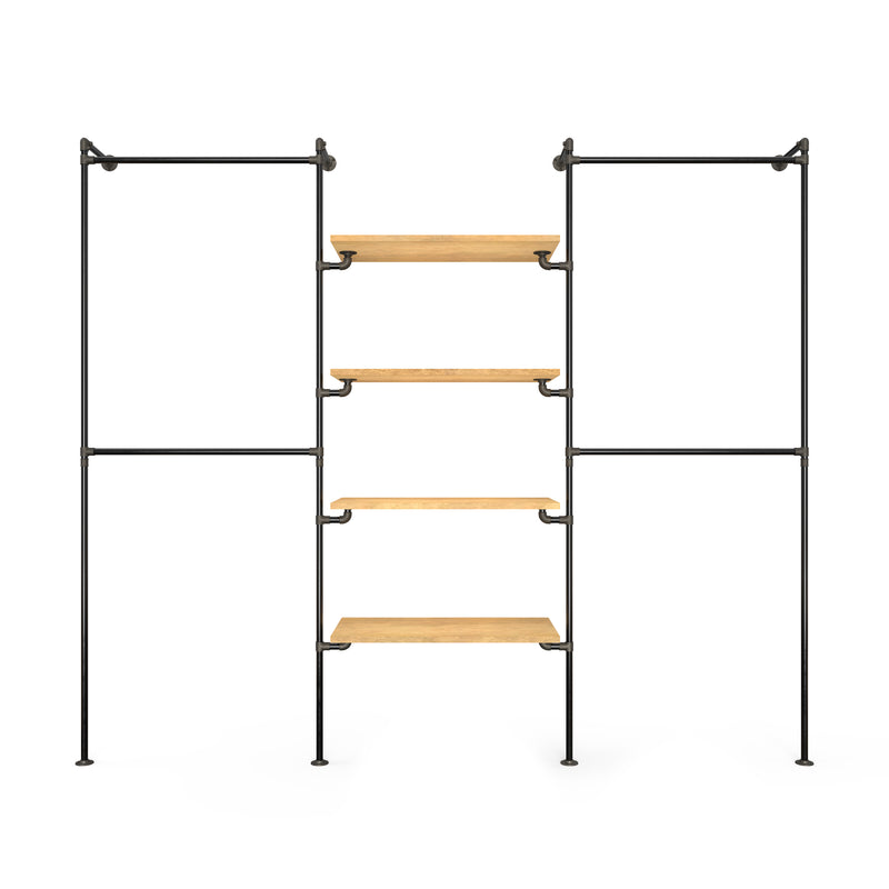 Original Walk-In 3 rijen garderobe systeem - (2 rails / 4 planken/ 2 rails)