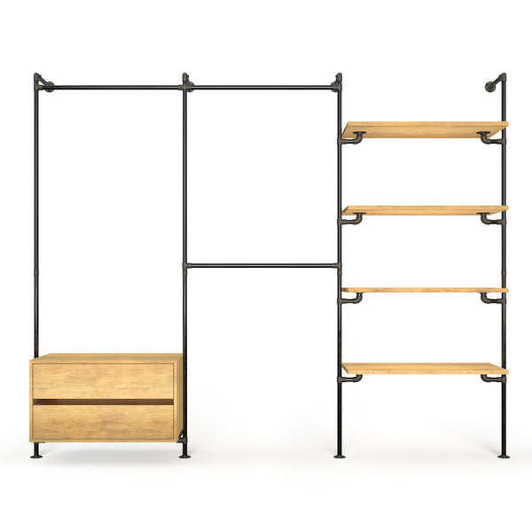 Original Walk-In 3 rijen met ladekast - (1 roede + 1 ladekast / 2 roedes / 4 legplanken)
