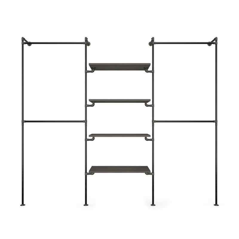 Original Walk-In 3 rijen garderobe systeem - (2 rails / 4 planken/ 2 rails)
