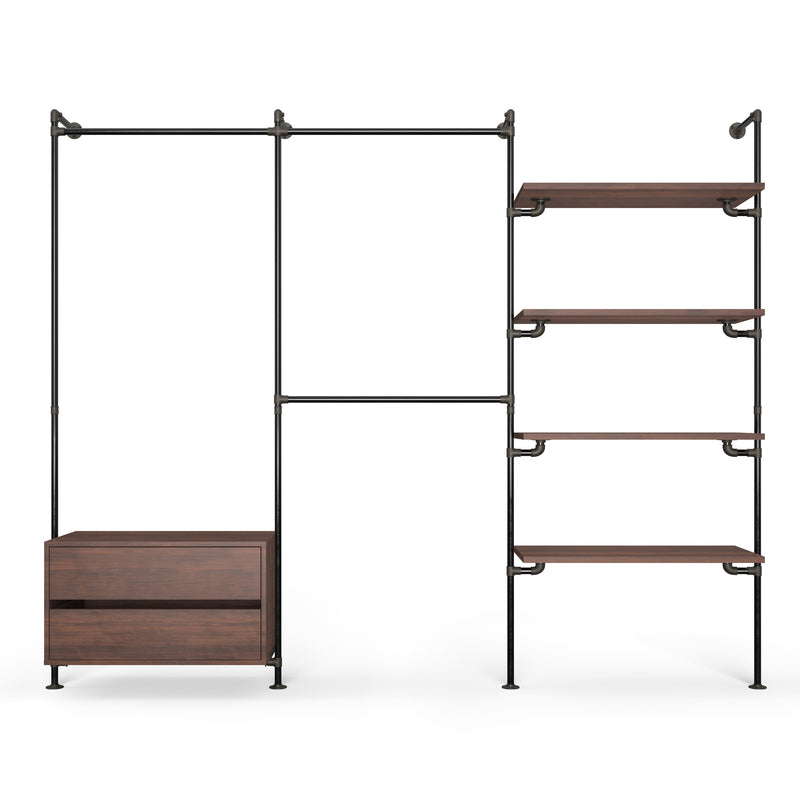 Original Walk-In 3 rijen met ladekast - (1 roede + 1 ladekast / 2 roedes / 4 legplanken)