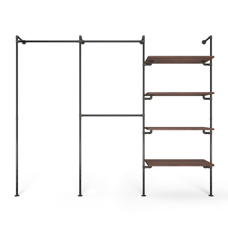 Original Walk-In 3 rijen garderobesysteem - (1 roede / 2 roedes / 4 legplanken)