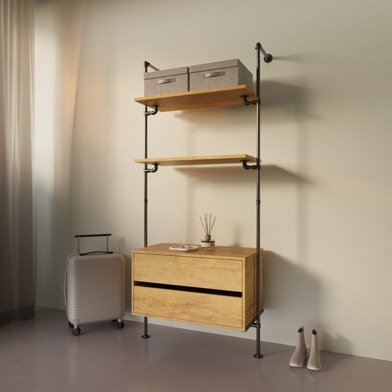 Original Walk-In 1 rij met ladekast - (2 legplanken + 1 ladekast)