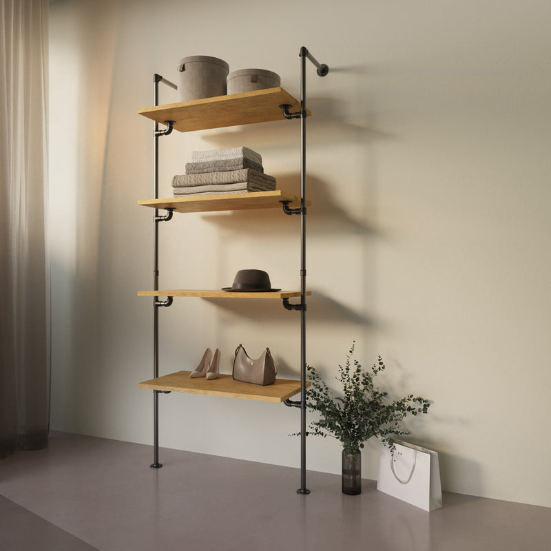 Original Walk-In 1 rij garderobesysteem - (4 legplanken)