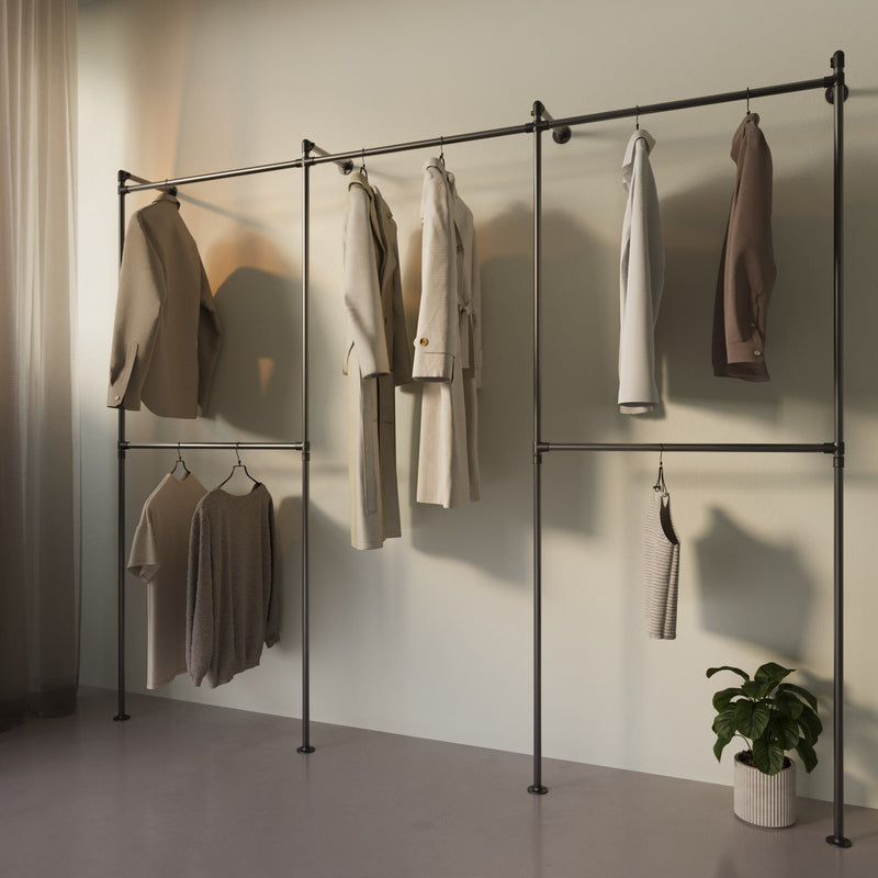 Original Walk-In 3 rijen garderobesysteem - (2 roedes / 1 roede / 2 roedes)