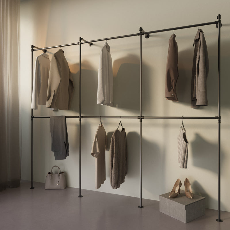 Original Walk-In 3-rij garderobesysteem - (2 roedes / 2 roedes / 2 roedes)