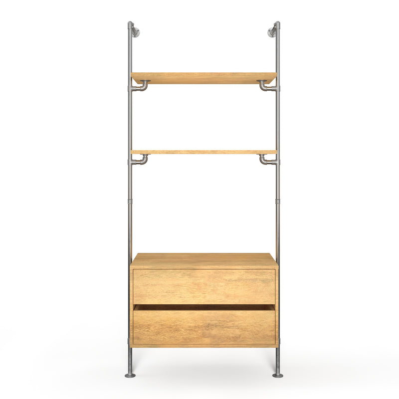 Original Walk-In 1 rij met ladekast - (2 legplanken + 1 ladekast)