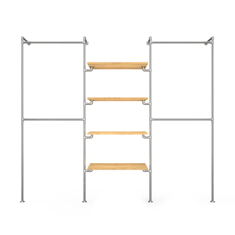 Original Walk-In 3 rijen garderobe systeem - (2 rails / 4 planken/ 2 rails)