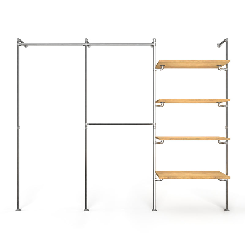 Original Walk-In 3 rijen garderobesysteem - (1 roede / 2 roedes / 4 legplanken)