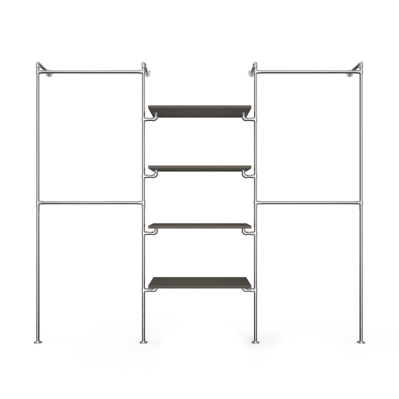 Original Walk-In 3 rijen garderobe systeem - (2 rails / 4 planken/ 2 rails)