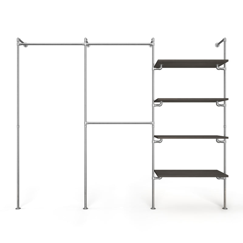Original Walk-In 3 rijen garderobesysteem - (1 roede / 2 roedes / 4 legplanken)