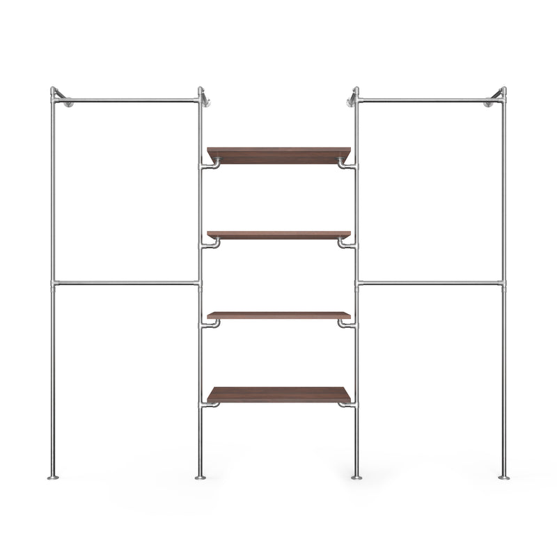 Original Walk-In 3 rijen garderobe systeem - (2 rails / 4 planken/ 2 rails)