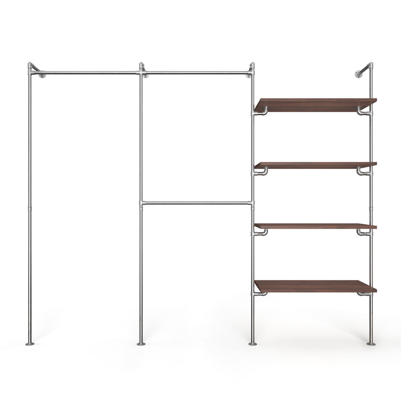 Original Walk-In 3 rijen garderobesysteem - (1 roede / 2 roedes / 4 legplanken)